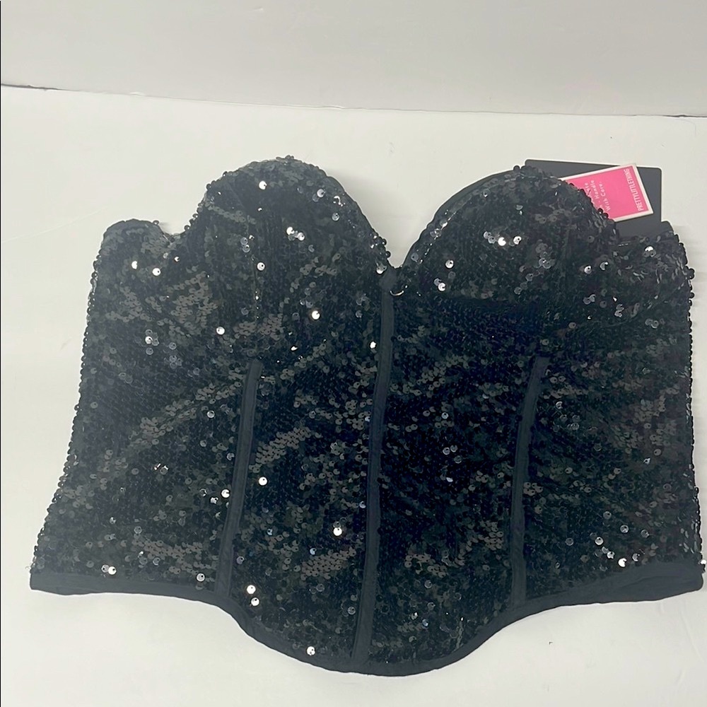 PrettyLittleThing Black Sequin Bustier